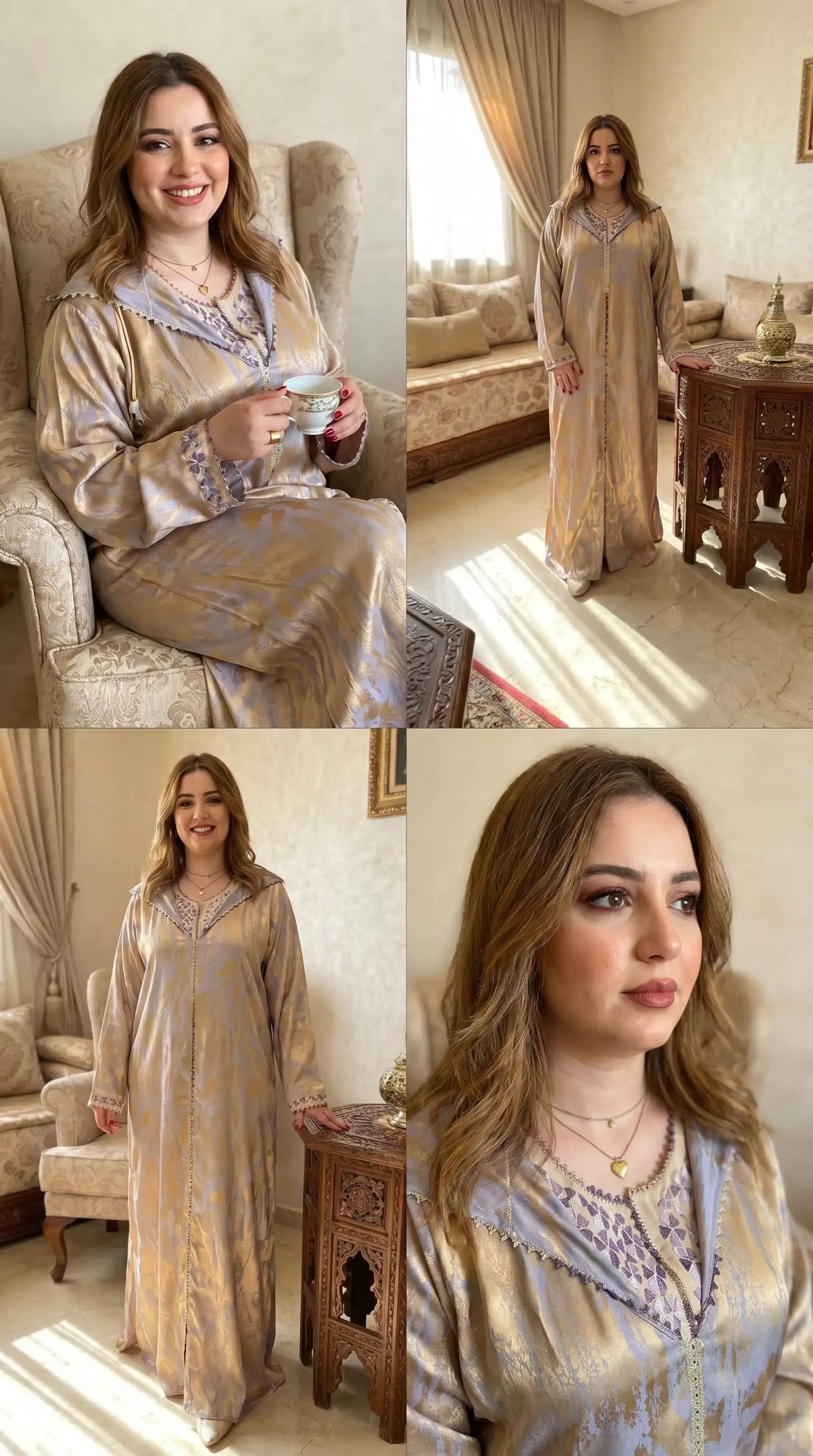 قفطان قطعتين فاخر | جلابة بقب + قفطان مطرّز — 5 ألوان و عدة مقاسات