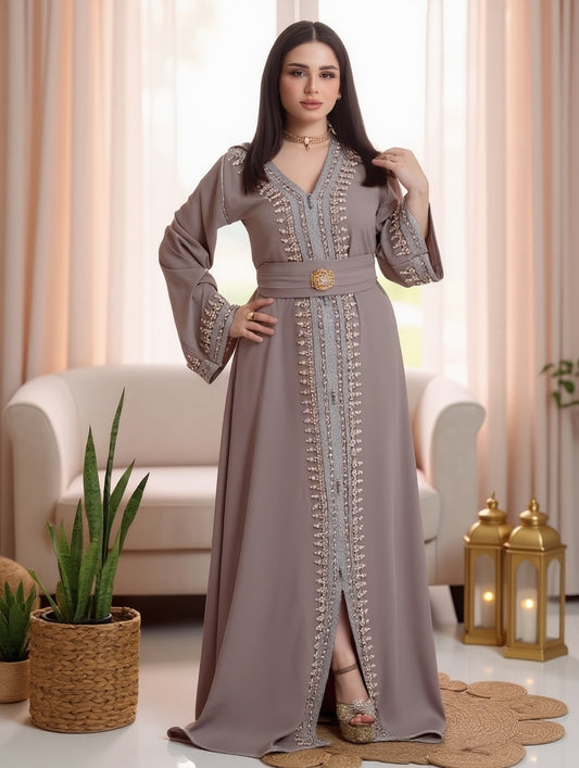 تخفيض لقفطان السهرة الملكي المطرّز - تألقي بفخامة استثنائية (مناسب للمناسبات و الأفراح والسهرات)